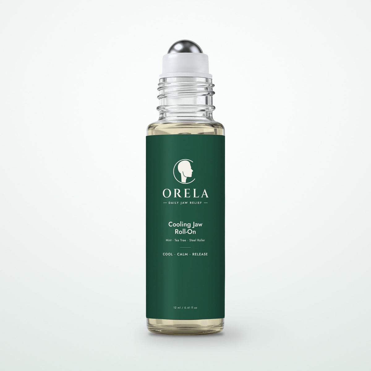 Orela jaw relief roll-on with a cool steel roller ball